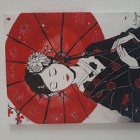 Japanische Frau in traditionellem Gewand